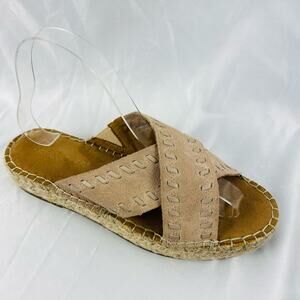 Aerosoles Dusty Pink‎ Suede Espadrille Slide Platform Sandals Size 7.5